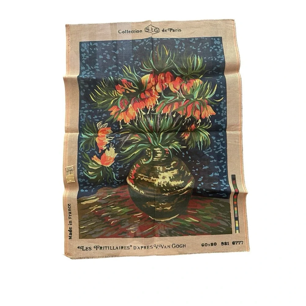 Vincent Van Gogh 1887 Les FRITILLARIES Flowers Needlepoint Canvas France 60x80